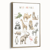 Wild Animals Kids Educational Wall Art - Learning Poster for Classrooms