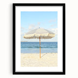 Extra large abstract art print featuring vibrant, textured summer hues on a black framed canvas, ideal for living room decor.