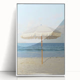 Art deco poster featuring a minimalist summer design in pastel shades on a white acrylic framed canvas.