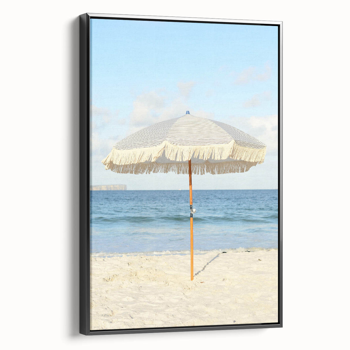 Black and white framed canvas featuring a vintage landscape painting, ideal for bedroom wall decor.