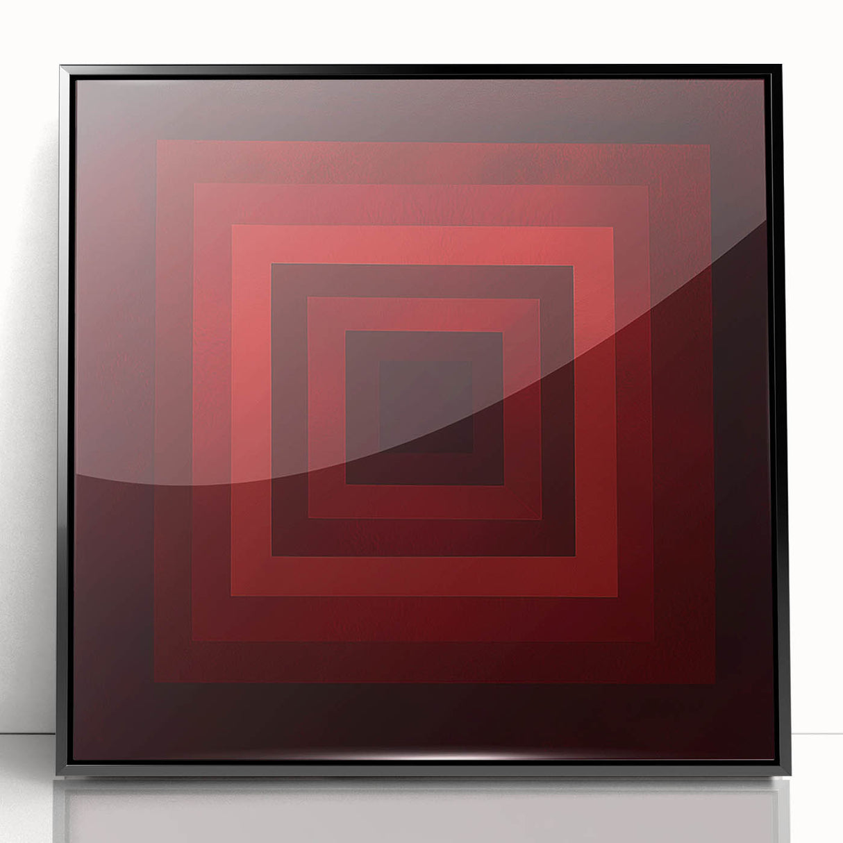 Bold Geometric Living Room Wall Art – Red & Burgundy Canvas