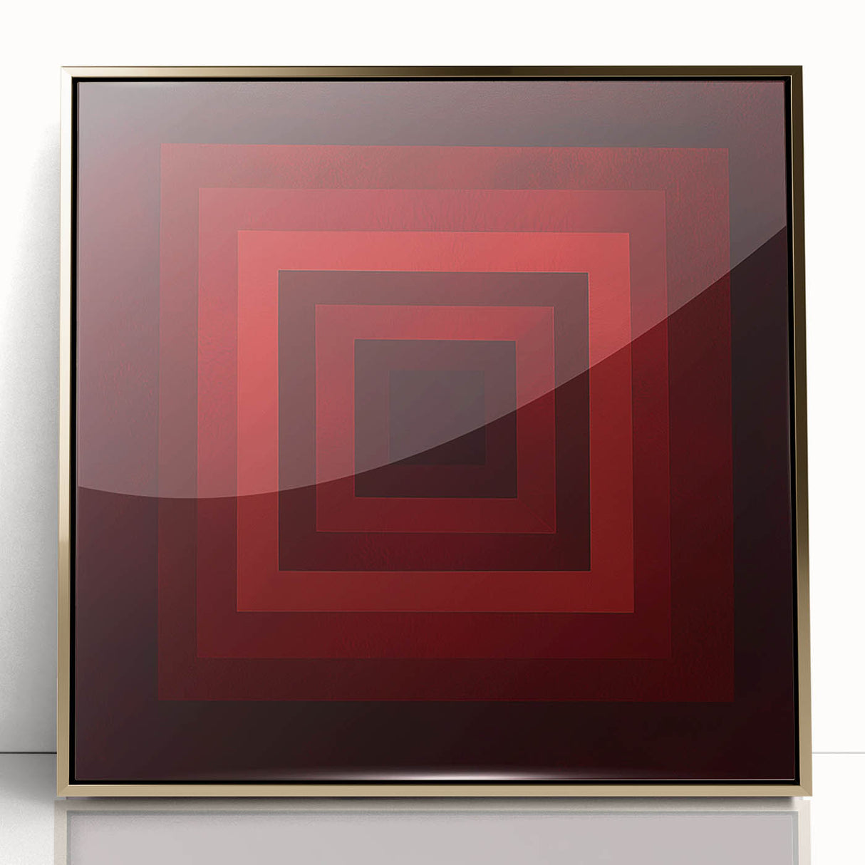 Bold Geometric Living Room Wall Art – Red & Burgundy Canvas