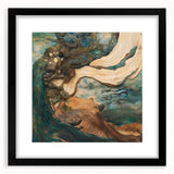 Abstract figurative frame with a black mat, showcasing a modern art design, perfect for contemporary home decor and enhancing artistic spaces.