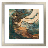 Abstract figurative silver frame with a mat, showcasing a modern artwork piece, perfect for enhancing home decor. The frame’s sleek design complements contemporary interiors.