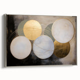Framed abstract geometric canvas artwork in silver, showcasing modern design elements and sharp angles, perfect for contemporary home décor.