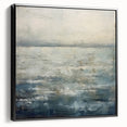 Framed abstract landscape wall art in black, showcasing a modern design with vibrant colors and a textured finish, ideal for contemporary home decor.