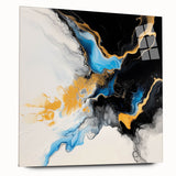 Fluid Art Paintings for Walls – Golden Tide Abstract Flow