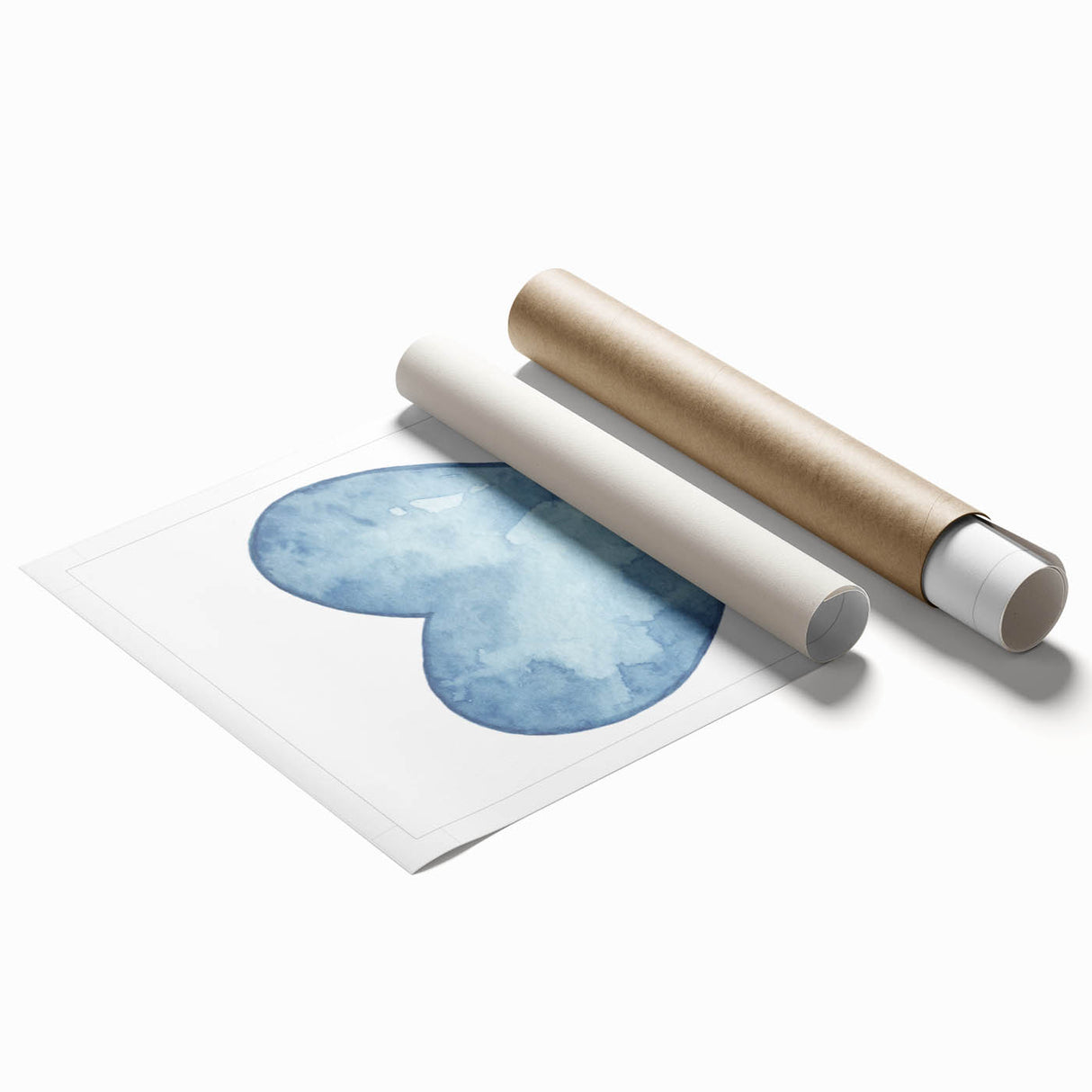 Blue Watercolor Heart Print - Personalized Kids Art