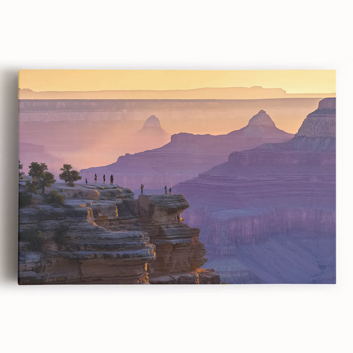 Vibrant landscape canvas art depicting colorful canyons under a bright blue sky, ideal for home decor or office enhancement, showcasing natural beauty and depth.
