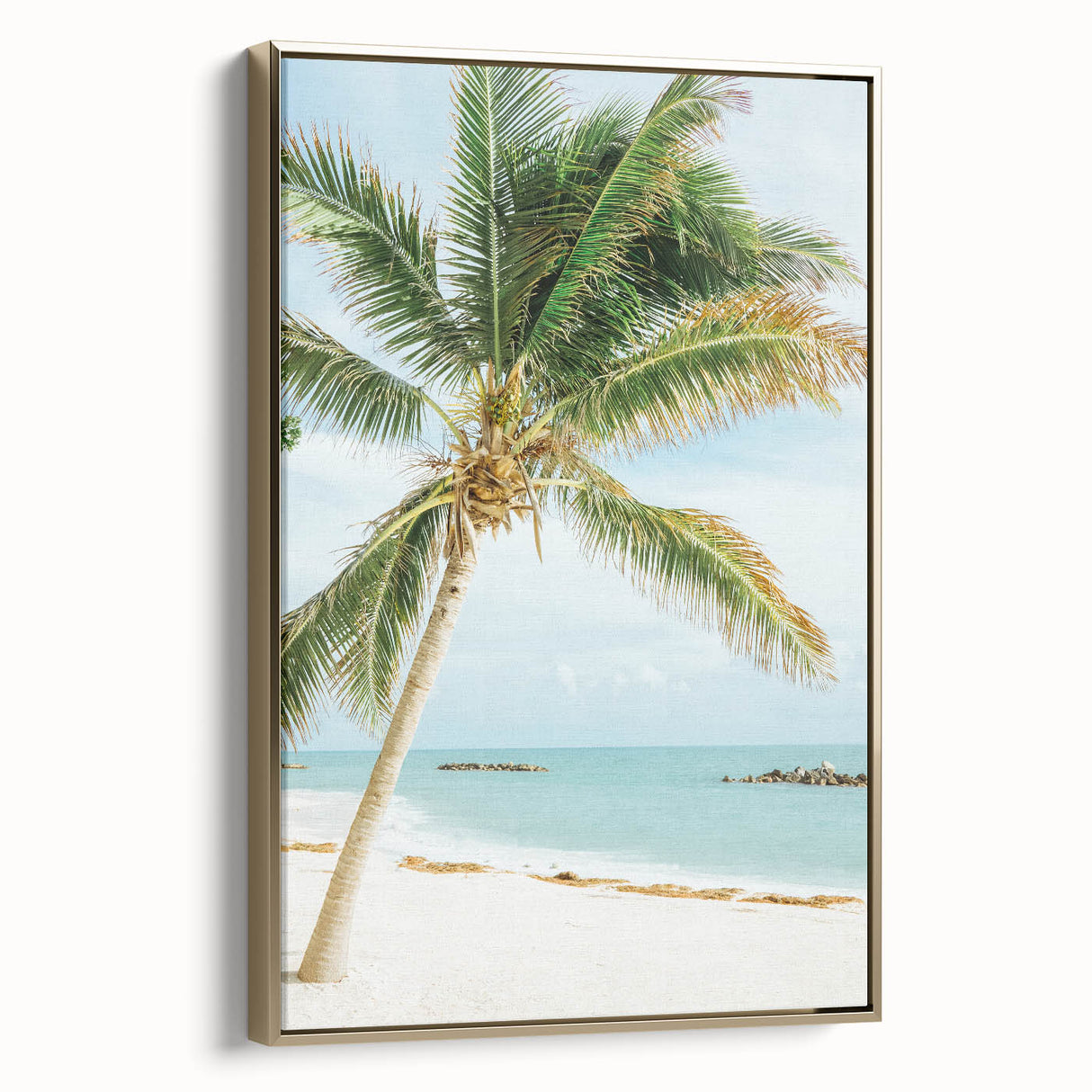 Framed canvas featuring a vintage landscape painting with a black and gold color palette, ideal for bedroom wall art.