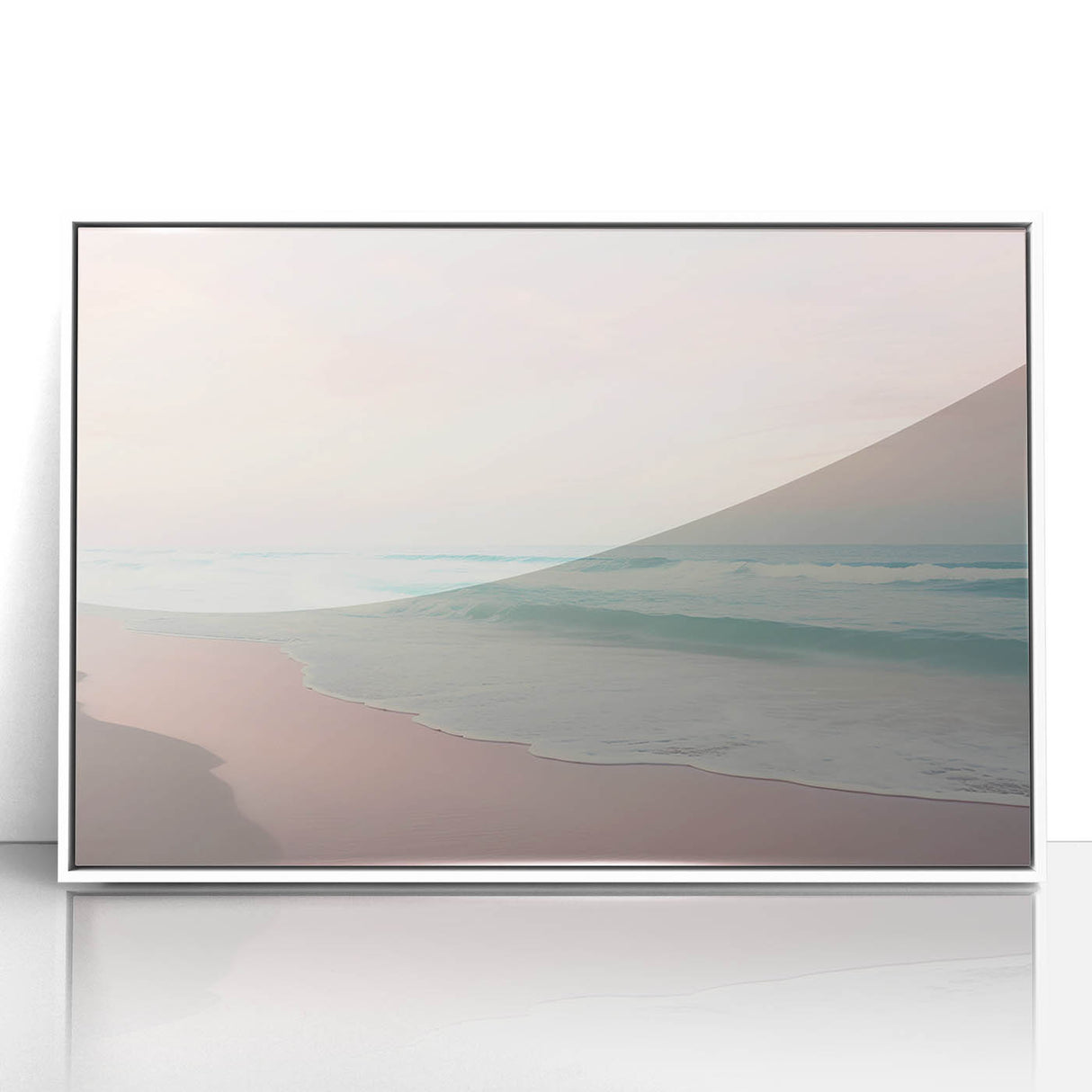 Art deco poster featuring a summer scene in pastel shades on white acrylic, ideal for nursery wall art.