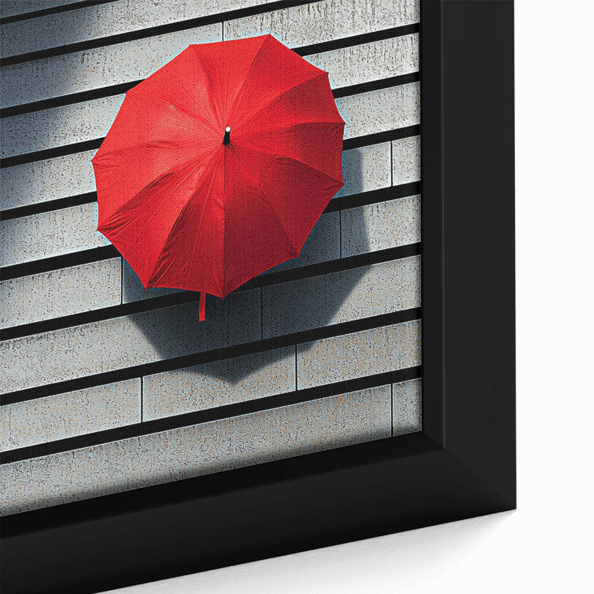 Modern Office Wall Art – Bold Red Umbrella on Dark Wall