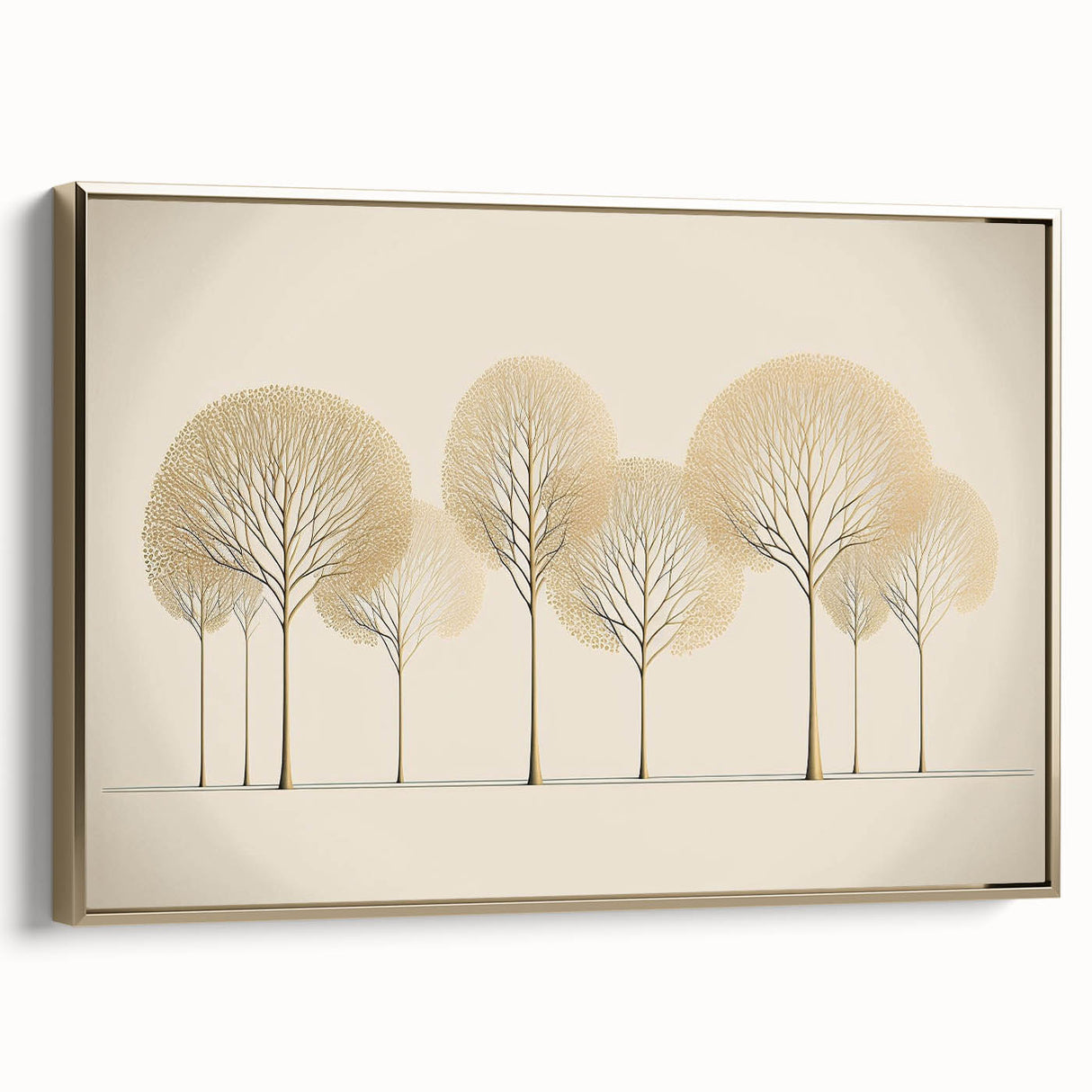 Framed canvas wall art showcasing an abstract floral design with vibrant colors and gold accents, perfect for enhancing modern home decor. Side view highlights the artwork's textured surface and elegant frame.