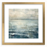 Elegant abstract landscape wall art framed with a gold mat, showcasing vibrant colors and intricate textures, perfect for modern home decor enhancement.
