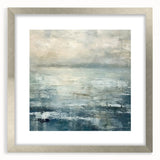 Abstract landscape wall art framed in silver with a mat, showcasing vibrant colors and dynamic shapes. Ideal for modern decor and enhancing living spaces.