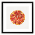 Extra large abstract art print featuring colorful, textured fruits, in a black frame with mat, ideal for living room decor.