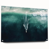 Acrylic landscape artwork depicting serene beaches, viewed from the side with visible mounting pins, featuring vibrant colors and intricate details, perfect for coastal decor lovers.