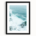 Extra large abstract art print with vibrant summer hues on textured canvas, framed in black, ideal for living room decor.