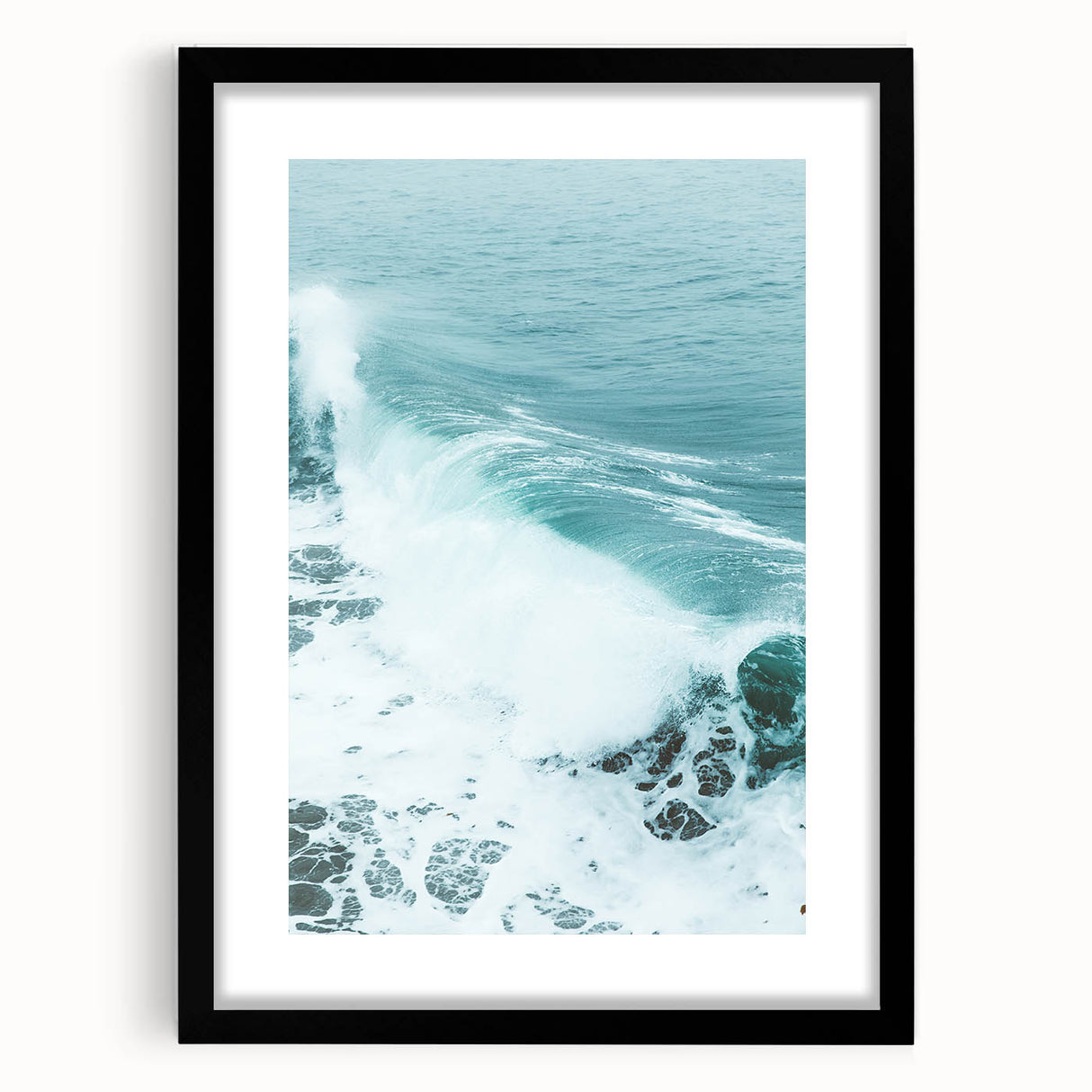 Extra large abstract art print with vibrant summer hues on textured canvas, framed in black, ideal for living room decor.