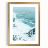 Extra large abstract art print with textured design in warm summer tones, framed in gold, suitable for living room decor.