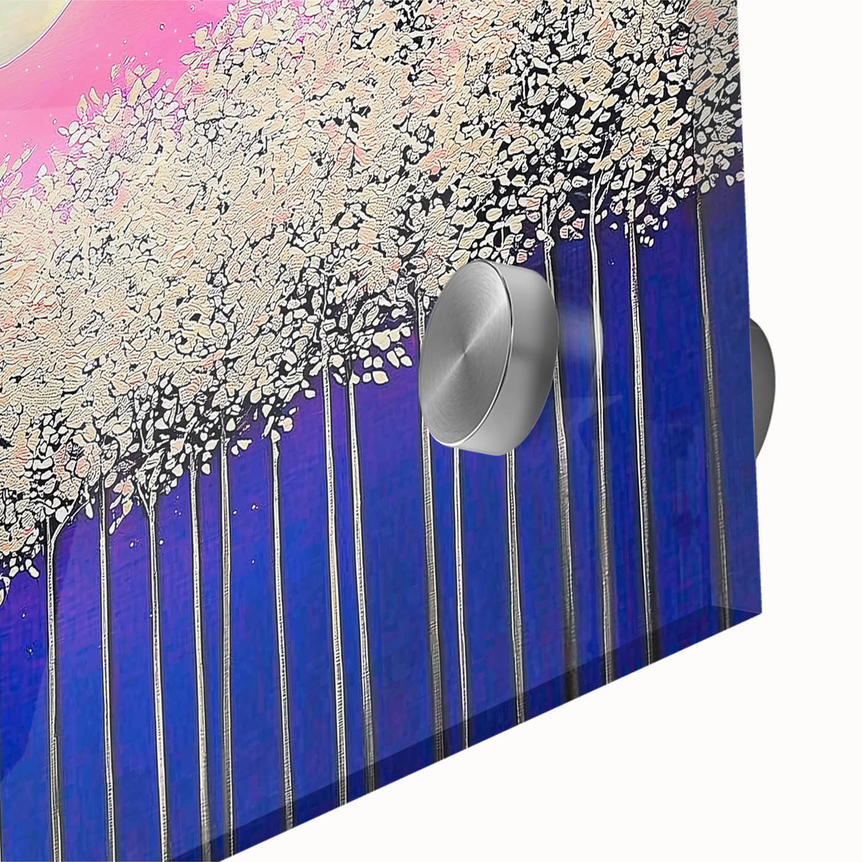 Modern Office Wall Art – Vibrant Moonlit Forest Canvas