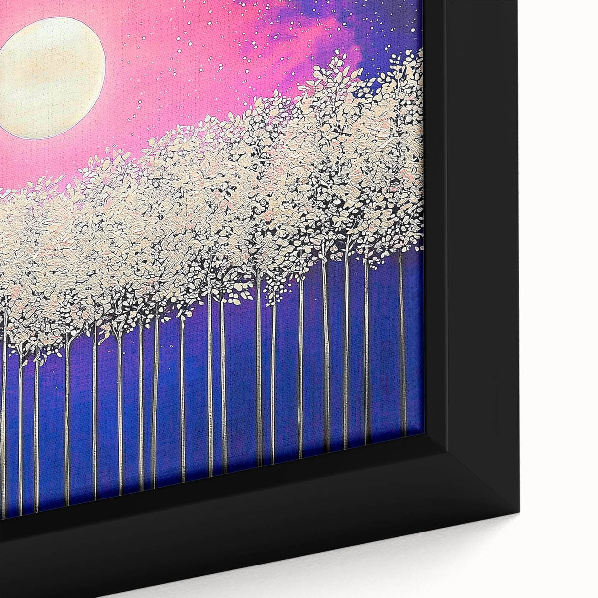 Modern Office Wall Art – Vibrant Moonlit Forest Canvas