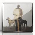 Framed abstract figurative art piece in black acrylic, showcasing modern design elements. Perfect for contemporary home decor, adding a stylish touch to any space.