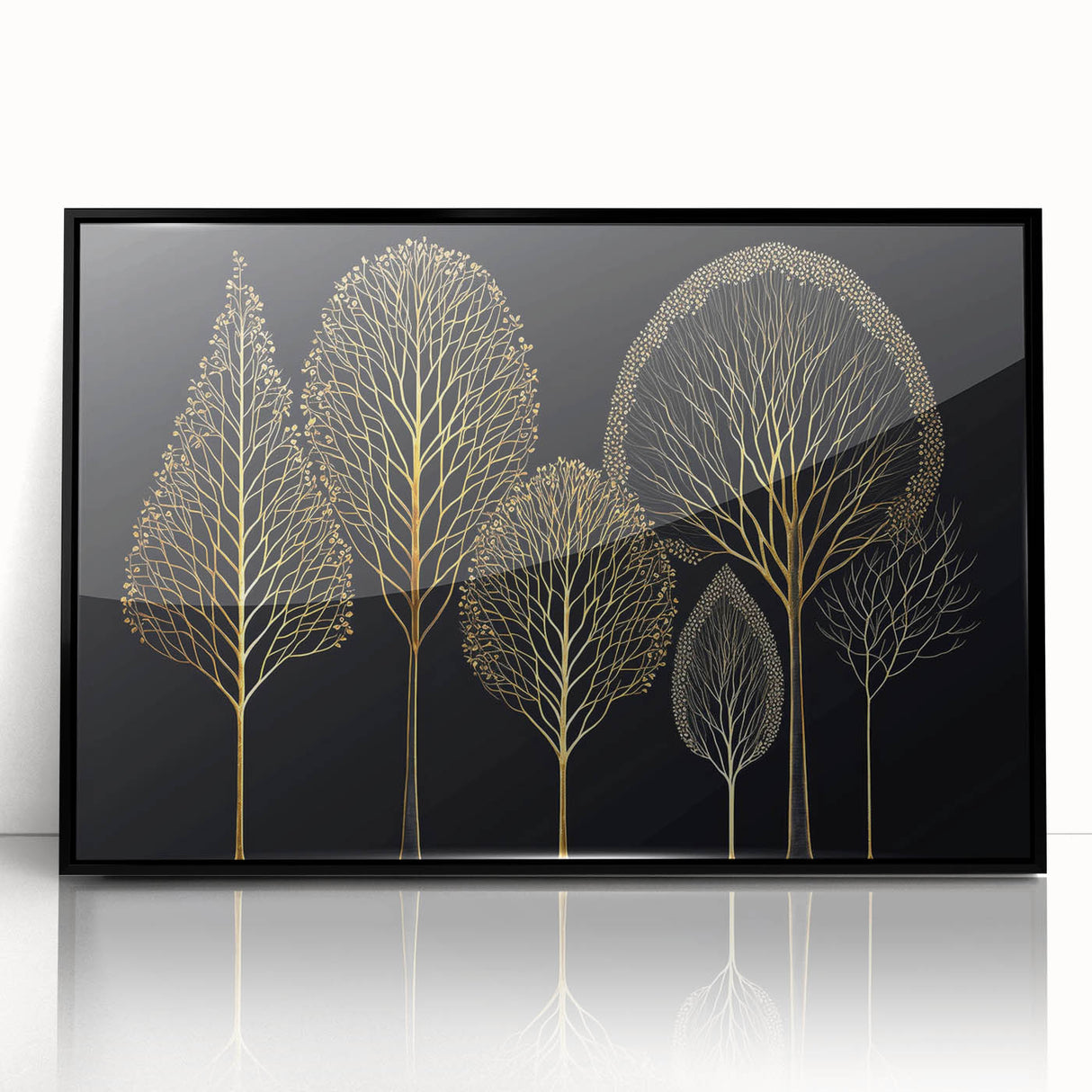 Framed abstract floral wall art in a sleek black frame, showcasing vibrant colors and intricate patterns, perfect for enhancing modern home decor.