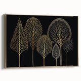 Framed canvas wall art featuring an abstract floral design with gold accents, showcasing vibrant colors and intricate patterns, perfect for home decor.