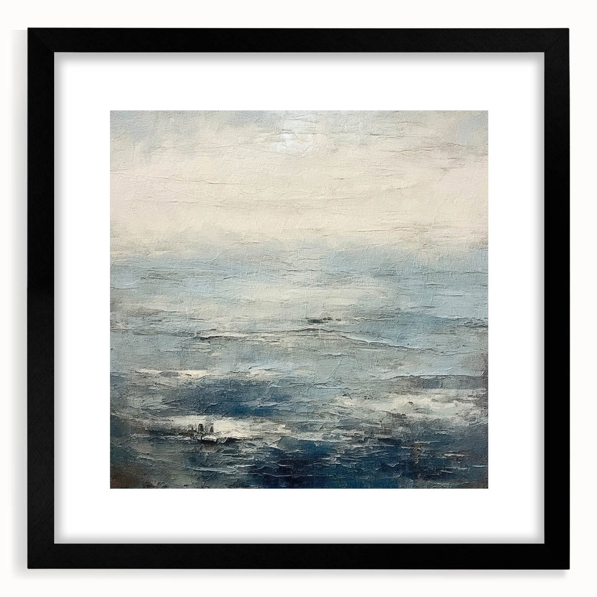 Abstract landscape wall art framed in black with a mat, showcasing vibrant colors and intricate patterns, ideal for modern home decor.