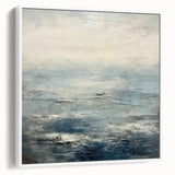 Framed abstract landscape wall art in a modern white frame, showcasing vibrant colors and dynamic shapes, ideal for contemporary home decor.