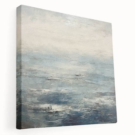 Abstract landscape wall art on stretched canvas showcasing vibrant colors and intricate textures, ideal for modern home decor. Side view displaying depth and quality craftsmanship.