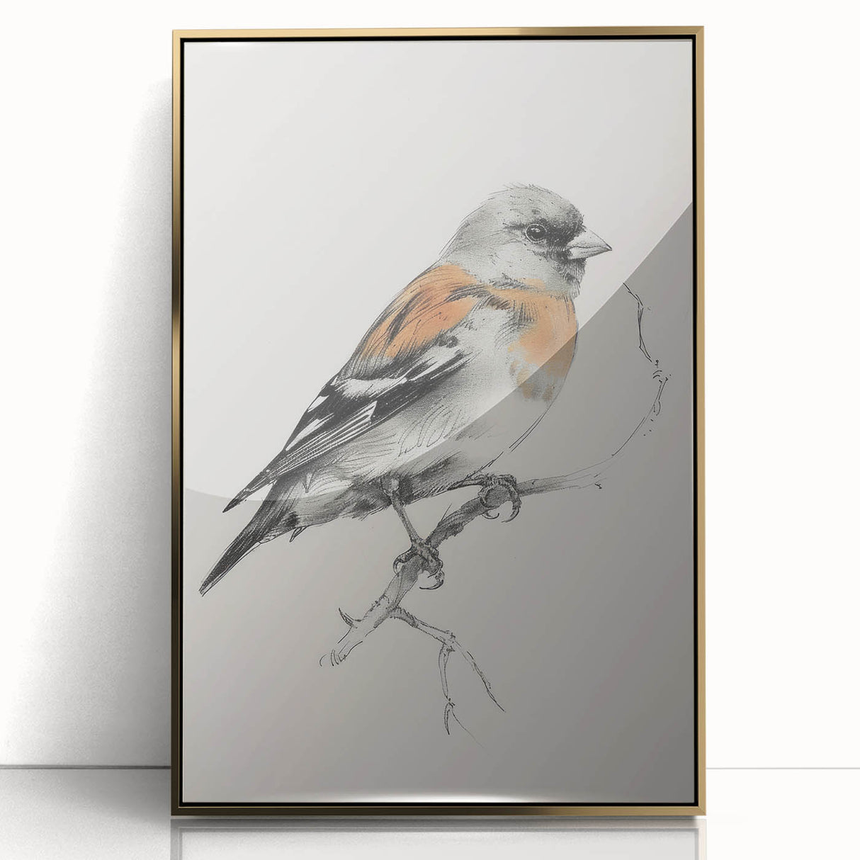 Framed acrylic wall art featuring a vibrant animal design with a gold frame, showcasing intricate details and colors, perfect for enhancing modern decor.