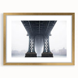 Gold landscape bridge frame with a white mat, showcasing an elegant front view, perfect for enhancing home decor and displaying cherished artwork. Ideal for interior design enthusiasts.