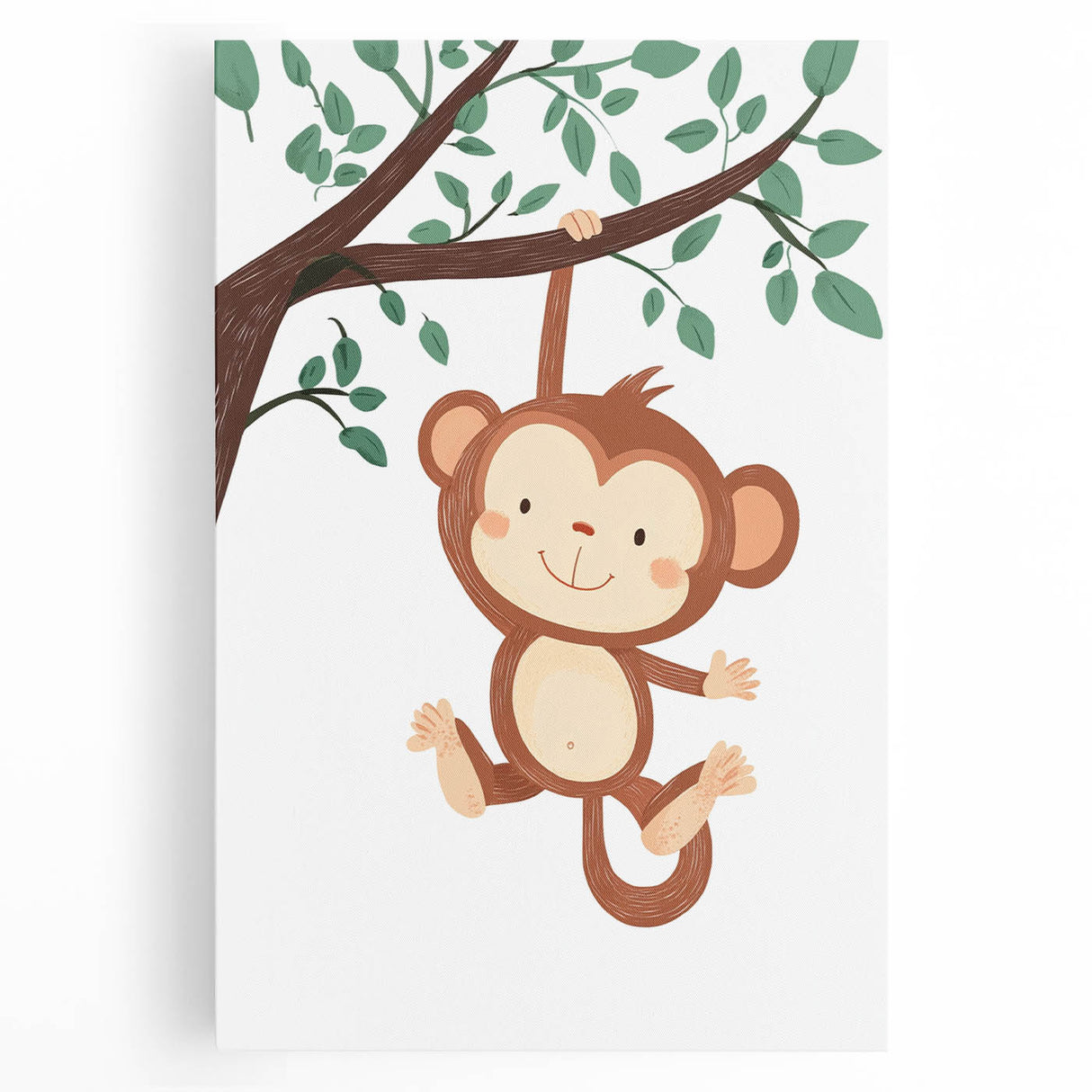 Playful Monkey Hanging - Boys Room Wall Art Kids Wall Art Prints