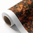 Art Deco poster of autumnal trees in warm orange and brown hues on rolled canvas, ideal for nursery wall art.