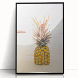 Large abstract wall art featuring mid-century modernist style with vibrant colors on a framed acrylic print.
