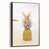 Black and white vintage poster art of a summer landscape on framed canvas, ideal for bedroom decor.