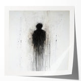 Abstract figurative art print showcasing vibrant colors and dynamic shapes, elegantly displayed on a glossy surface, ideal for modern home decor.