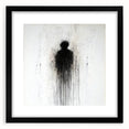 Abstract figurative framed art piece with a black mat, showcasing intricate shapes and vibrant colors, ideal for modern interior decor. Perfect focal point for contemporary spaces.