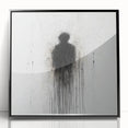 Framed acrylic artwork showcasing an abstract figurative design in black, emphasizing bold shapes and lines, ideal for modern home decor or art enthusiasts.