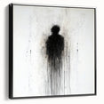 Framed abstract figurative canvas art in black, showcasing a modern design perfect for contemporary decor, emphasizing bold shapes and textures.