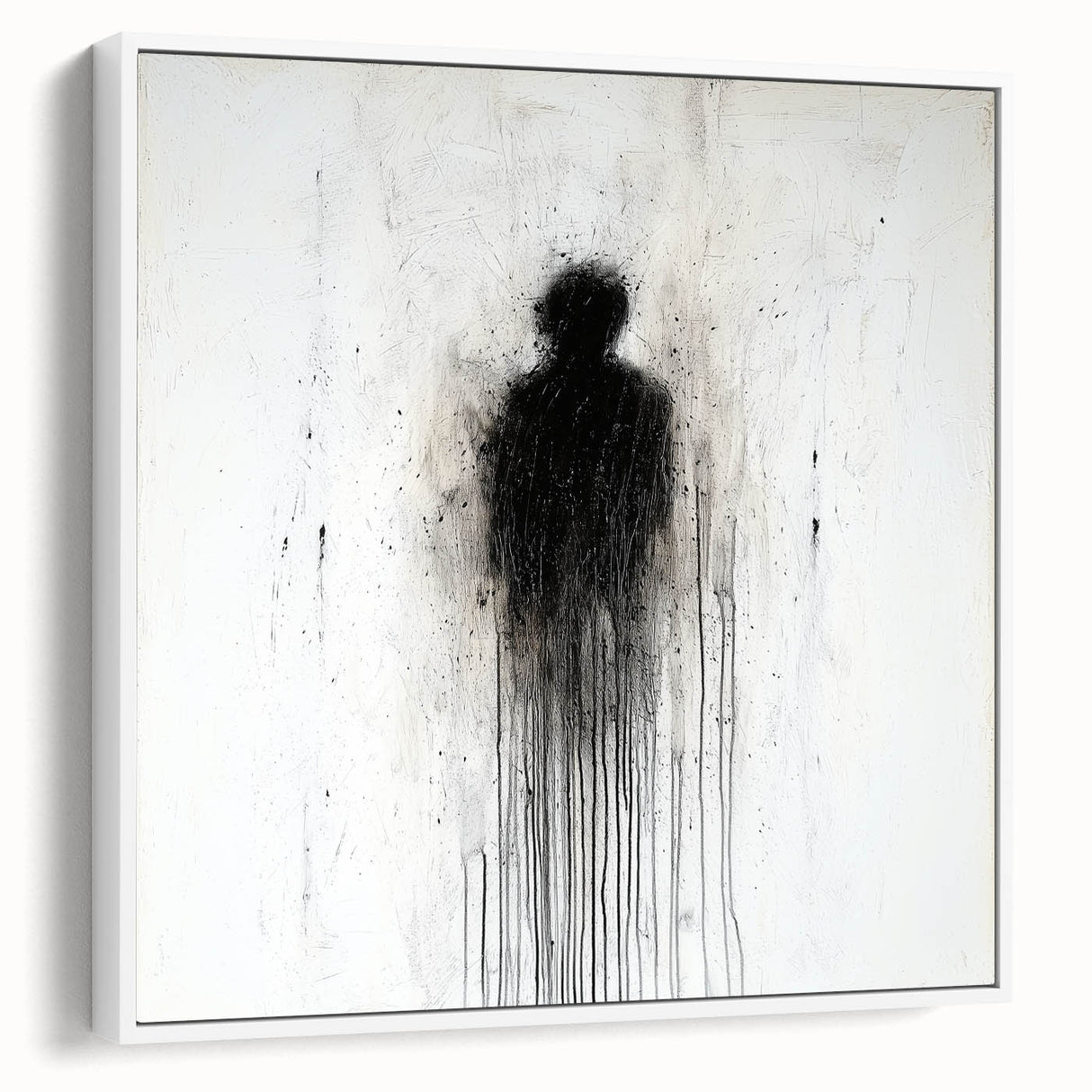 Abstract figurative art framed in white, showcasing bold colors and dynamic shapes, perfect for modern home decor. Ideal for art enthusiasts seeking unique wall accents.