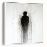 Abstract figurative art framed in white, showcasing bold colors and dynamic shapes, perfect for modern home decor. Ideal for art enthusiasts seeking unique wall accents.
