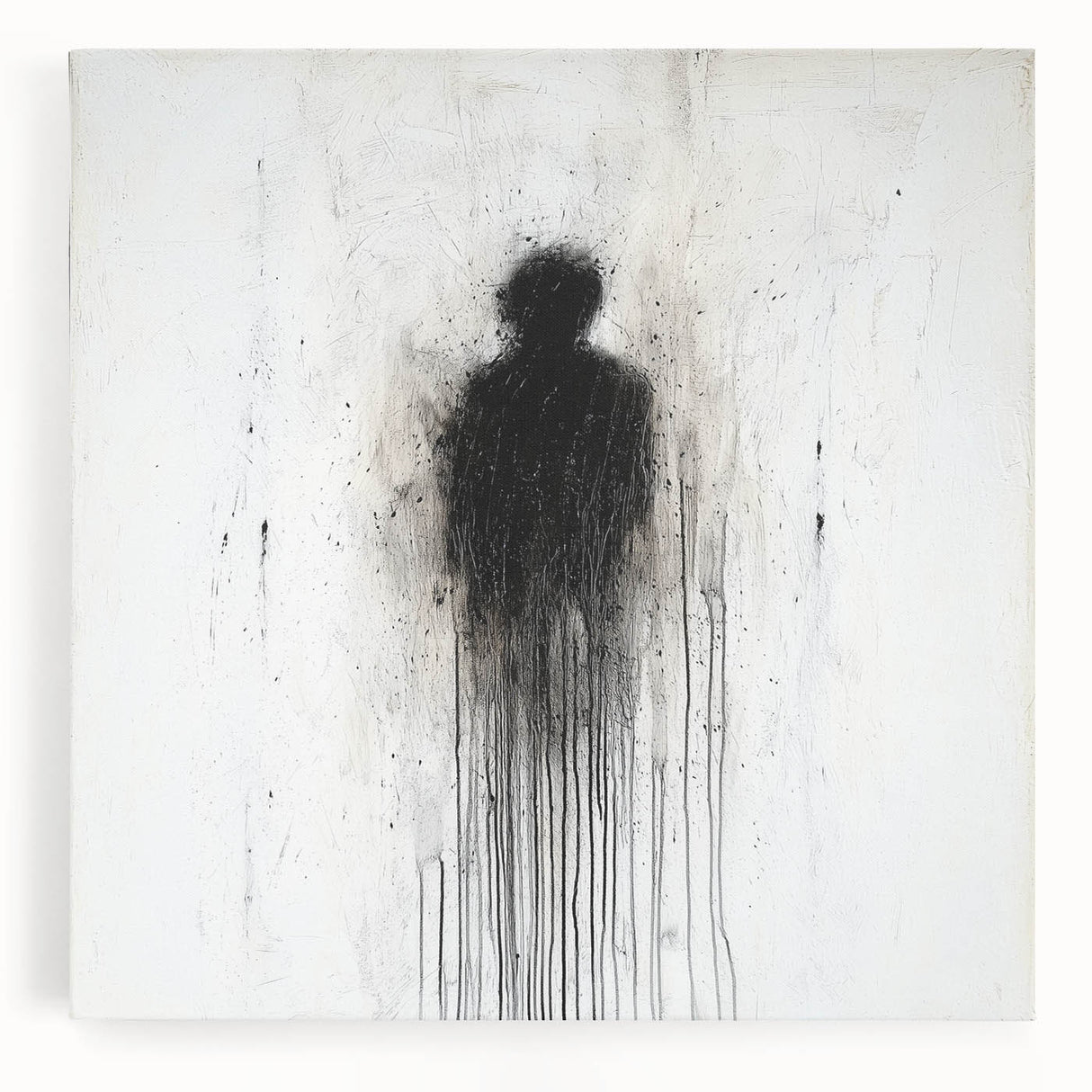 Abstract figurative stretched canvas artwork featuring vibrant colors and dynamic shapes, ideal for modern home decor, enhancing any interior space with artistic flair.