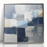 Modern Abstract Wall Art – Textured Blue and Beige Blocks