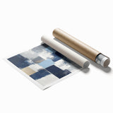 Modern Abstract Wall Art – Textured Blue and Beige Blocks