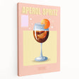 Large stretched canvas featuring an assortment of colorful fruits and beverages, ideal for kitchen wall art.