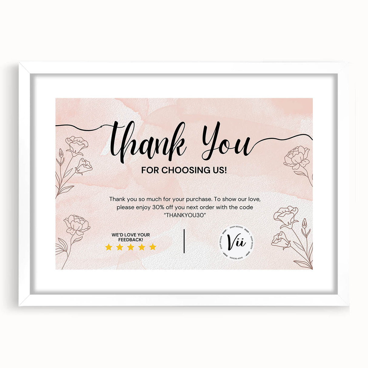 Floral Thank You Card - Personalized Customer Appreciation