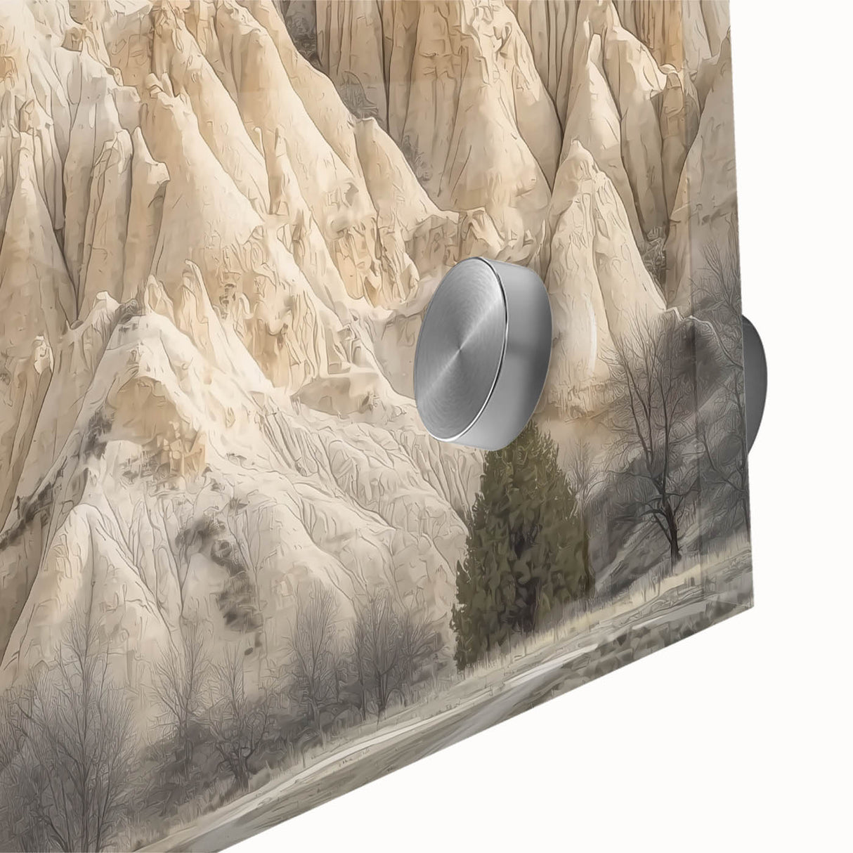 Close-up of a stunning acrylic glass artwork depicting vibrant canyons in a landscape design, showcasing intricate textures and colors that enhance the natural beauty of the scene. Ideal for modern home decor, this piece adds a striking visual element to any space.